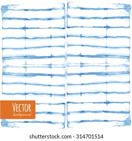 Abstract blue indigo tie dyed watercolor backgrounds in vector. Watercolor shibori batik technic illustration.