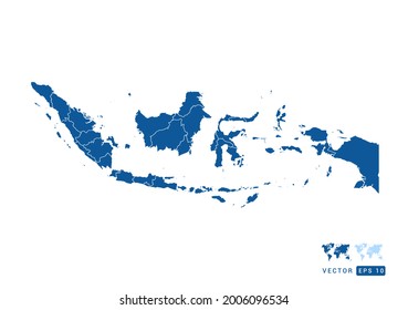 Abstract blue Indonesia map vector on white background.