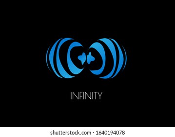 Abstract blue infinity icon made from spheres create loop symbol can be used us icon or logo design template