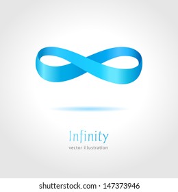 Abstract blue Infinity symbol on gray background. Vector business creative concept