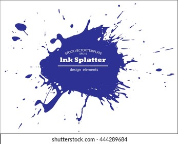 Abstract blue Ink splash background, grunge vector design template - paint brush