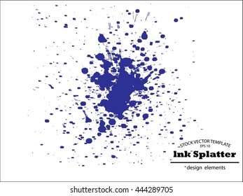 Abstract blue Ink splash background, grunge vector design template - paint brush