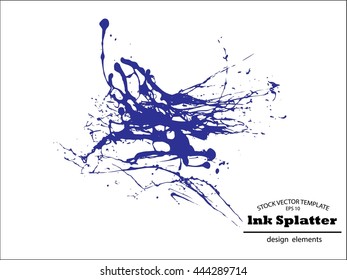Abstract blue Ink splash background, grunge vector design template - paint brush