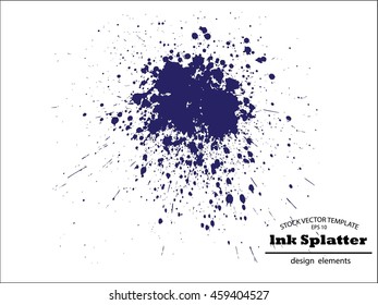 Abstract Blue Ink Splash Background, Grunge Vector Design Template - Paint Brush