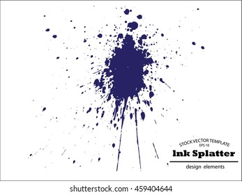 Abstract blue Ink splash background, grunge vector design template - paint brush