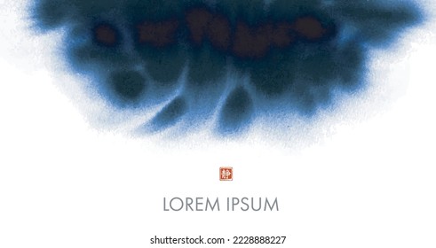 Abstract blue ink wash painting on white background. Traditional oriental ink painting sumi-e, u-sin, go-hua