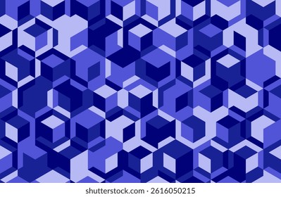 Abstract blue isometric cube pattern.  Dynamic, modern design ideal for tech, presentations, or website backgrounds.  Suggests innovation, connectivity, and data flow.