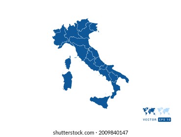 Abstract blue Italy map vector on white background.