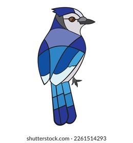 Abstract Blue Jay .Vector illustration isolated on white background.