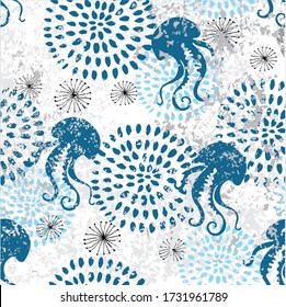 Abstract blue jellyfish pattern design