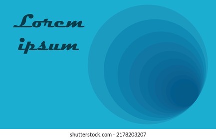 Abstract blue landing page with circles. Artistic poster with a dark hole at the bottom.