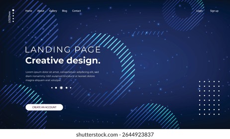 Abstract Blue Landing Page Vector Template, Creative Design