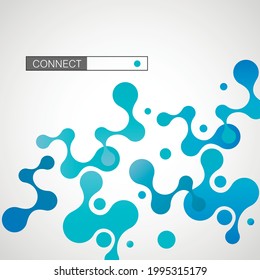 Abstract blue large molecules with bright circles white background. Modern logotype icon dna