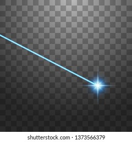 Abstract blue laser beam. Isolated on transparent black background. Vector illustration