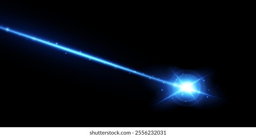 Abstract blue laser beam. Isolated on a transparent black background.