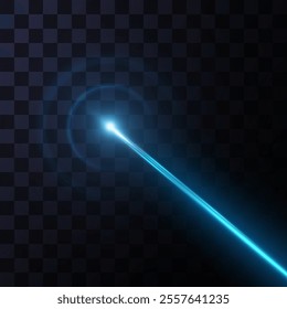 Abstract blue laser beam. Isolated on a transparent black background.