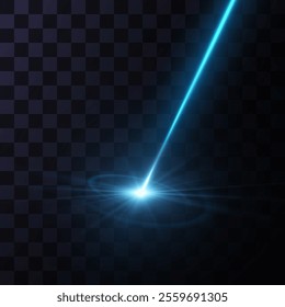 Abstract blue laser beam. Isolated on a transparent black background.