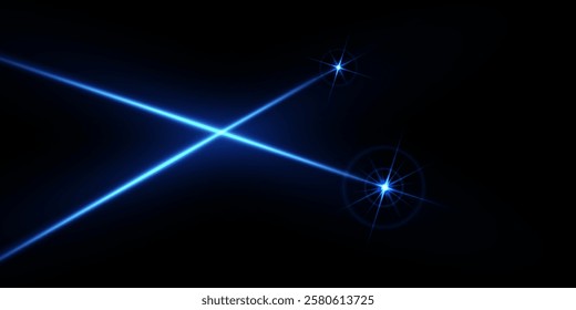 Abstract blue laser beam. Isolated on a transparent black background.