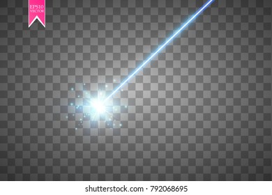 Abstract blue laser beam. Isolated on transparent black background. Vector illustration, eps 10.
