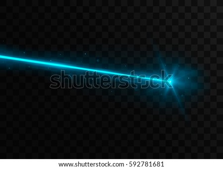 Abstract blue laser beam. Isolated on transparent black background. Vector illustration, eps 10.