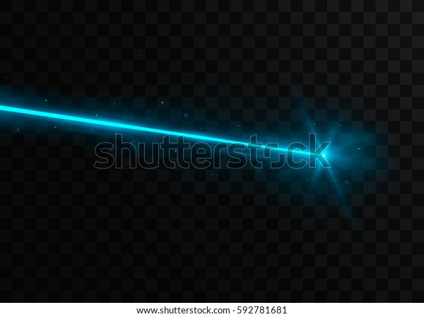 Abstract blue laser beam. Isolated\
on transparent black background. Vector illustration, eps\
10.