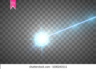 Abstract blue laser beam. Laser security beam isolated on transparent background. Light ray with glow target flash. Vector illustration. Eps 10.
