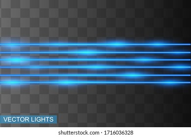 Abstract blue laser beam. Transparent isolated on black background. Vector illustration.the lighting effect.floodlight directional