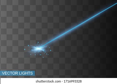 Abstract blue laser beam. Transparent isolated on black background. Vector illustration.the lighting effect.floodlight directional