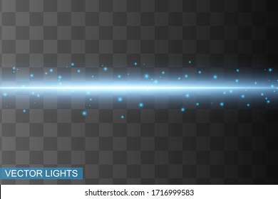 Abstract blue laser beam. Transparent isolated on black background. Vector illustration.the lighting effect.floodlight directional