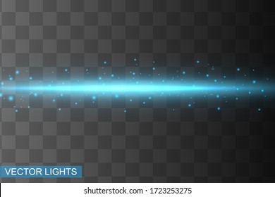 Abstract blue laser beam. Transparent isolated on black background. Vector illustration.the lighting effect.floodlight directional