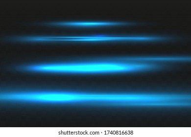 Abstract blue laser beam. Transparent isolated on black background. Vector illustration.the lighting effect.floodlight directional