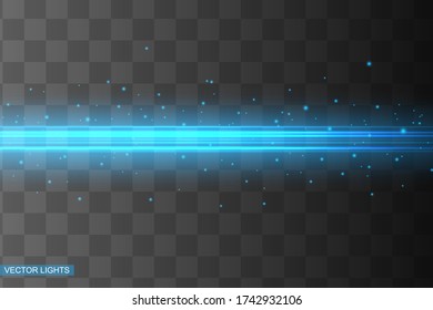 Abstract blue laser beam. Transparent isolated on black background. Vector illustration.the lighting effect.floodlight directional