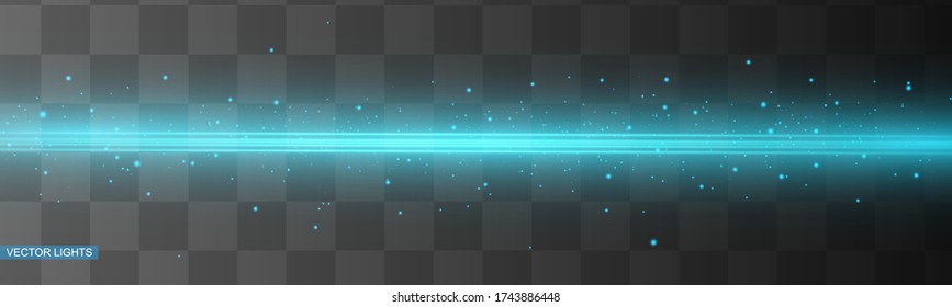 Abstract blue laser beam. Transparent isolated on black background. Vector illustration.the lighting effect.floodlight directional
