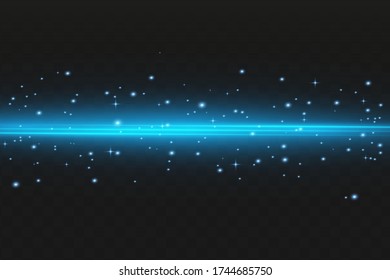 Abstract blue laser beam. Transparent isolated on black background. Vector illustration.the lighting effect.floodlight directional