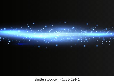 Abstract blue laser beam. Transparent isolated on black background. Vector illustration.the lighting effect.floodlight directional