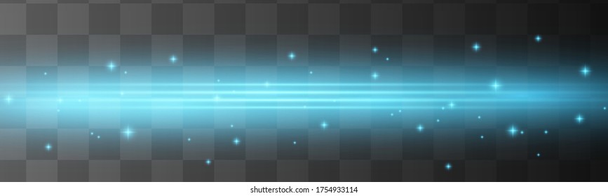 Abstract blue laser beam. Transparent isolated on black background. Vector illustration.the lighting effect.floodlight directional