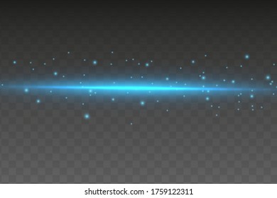 Abstract blue laser beam. Transparent isolated on black background. Vector illustration.the lighting effect.floodlight directional