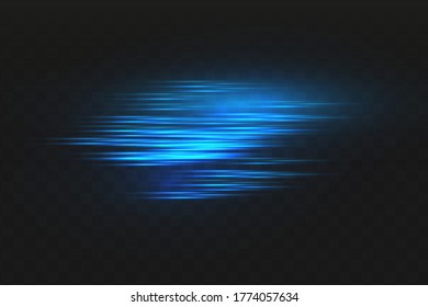 Abstract blue laser beam. Transparent isolated on black background. Vector illustration.the lighting effect.floodlight directional