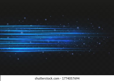 Abstract blue laser beam. Transparent isolated on black background. Vector illustration.the lighting effect.floodlight directional