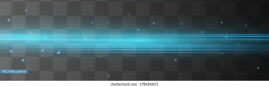 Abstract blue laser beam. Transparent isolated on black background. Vector illustration.the lighting effect.floodlight directional