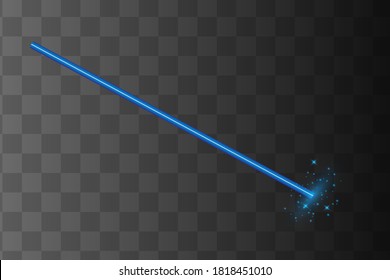 Abstract blue laser beam. Transparent isolated on black background. Vector illustration.the lighting effect.floodlight directional