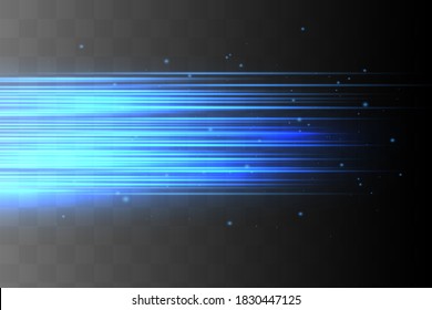 Abstract blue laser beam. Transparent isolated on black background. Vector illustration.the lighting effect.floodlight directional