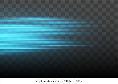 Abstract blue laser beam. Transparent isolated on black background. Vector illustration.the lighting effect.floodlight directional