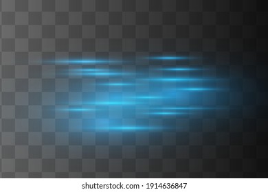 Abstract blue laser beam. Transparent isolated on black background. Vector illustration.the lighting effect.floodlight directional