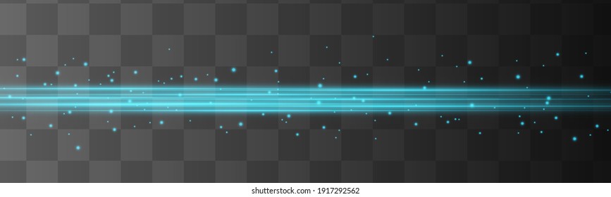 Abstract blue laser beam. Transparent isolated on black background. Vector illustration.the lighting effect.floodlight directional