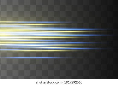 Abstract blue laser beam. Transparent isolated on black background. Vector illustration.the lighting effect.floodlight directional
