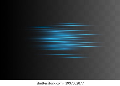 Abstract blue laser beam. Transparent isolated on black background. Vector illustration.the lighting effect.floodlight directional