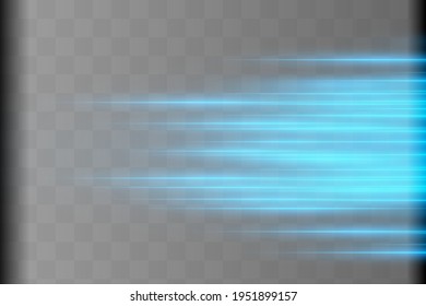 Abstract blue laser beam. Transparent isolated on black background. Vector illustration.the lighting effect.floodlight directional