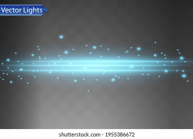 Abstract blue laser beam. Transparent isolated on black background. Vector illustration.the lighting effect.floodlight directional