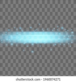 Abstract blue laser beam. Transparent isolated on black background. Vector illustration.the lighting effect.floodlight directional